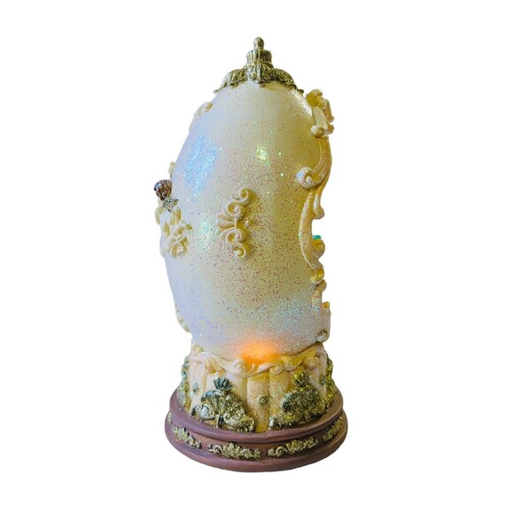 Vintage Angel Lighted Figurine Egg Shape Gold Edged Large Apex Collection - Picture 3 of 15